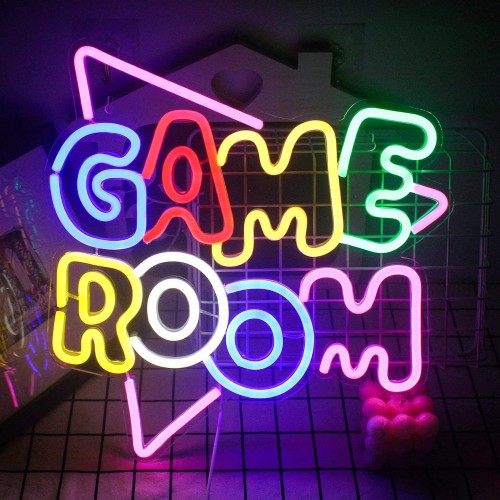 Duży Neon LED USB lampka na ścianę Napis do pokoju znak neonowy Game Room