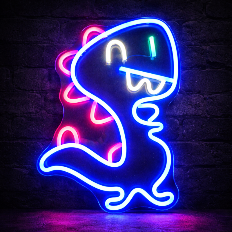 Duży neon Led USB Lampka na ścianę Napis do pokoju Jurassic Dinozaur