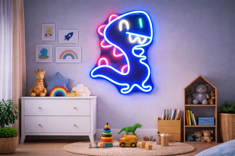 Duży neon Led USB Lampka na ścianę Napis do pokoju Jurassic Dinozaur