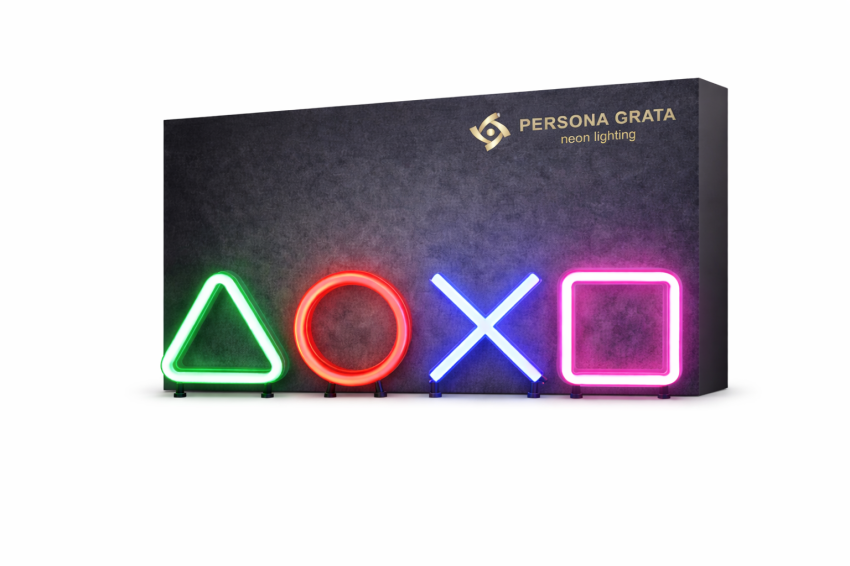 Neon LED USB/baterie lampka na ścianę Napis do pokoju znak neonowy   DOXO PlayStation PS (1)