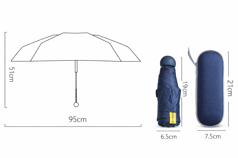 Parasol składany mały do torebki w kapsułce Parasolka Granatowa Mini