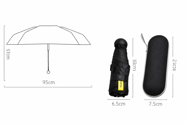 Parasol składany mały do torebki w kapsułce Persona Grata Parasolka Czarna Mini