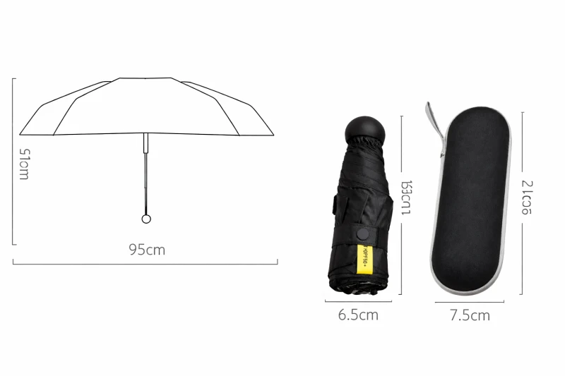 Parasol składany mały do torebki w kapsułce Persona Grata Parasolka Czarna Mini