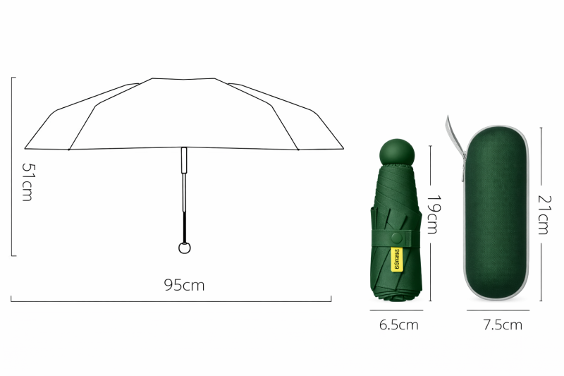 Parasol składany mały do torebki w kapsułce Persona Grata Parasolka Ciemnozielona