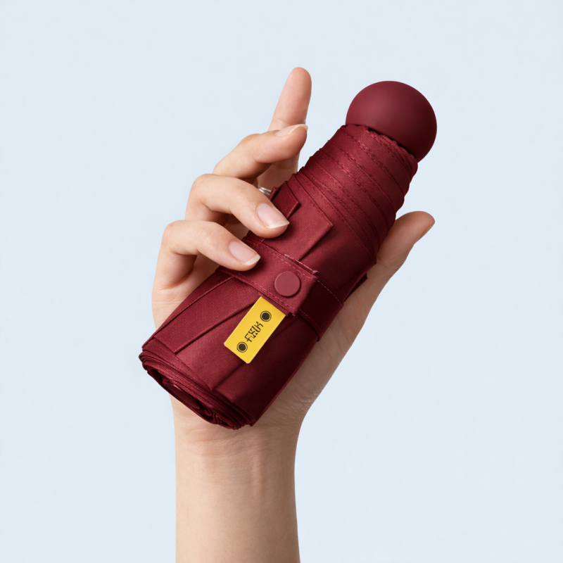 Parasol składany mały do torebki w kapsułce Persona Grata Parasolka Bordowa Mini