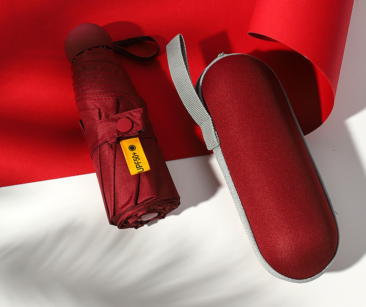 Parasol składany mały do torebki w kapsułce Persona Grata Parasolka Bordowa Mini