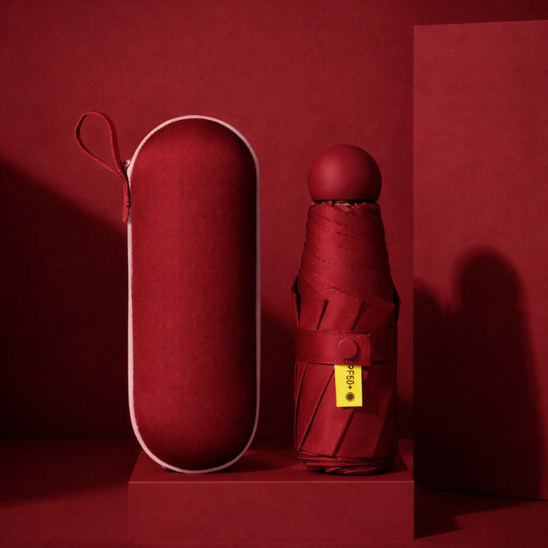 Parasol składany mały do torebki w kapsułce Persona Grata Parasolka Bordowa Mini