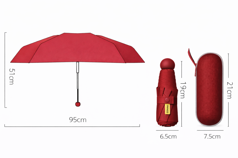 Parasol składany mały do torebki w kapsułce Persona Grata Parasolka Bordowa Mini