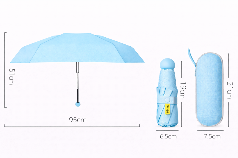Parasol składany mały do torebki w kapsułce Persona Grata Parasolka Niebieska Mini
