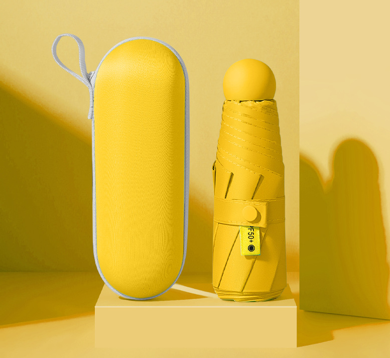 Parasol składany mały do torebki w kapsułce Persona Grata Parasolka Żółta Mini