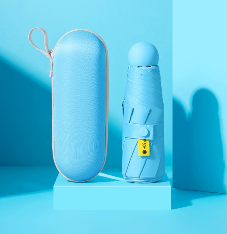 Parasol składany mały do torebki w kapsułce Persona Grata Parasolka Niebieska Mini