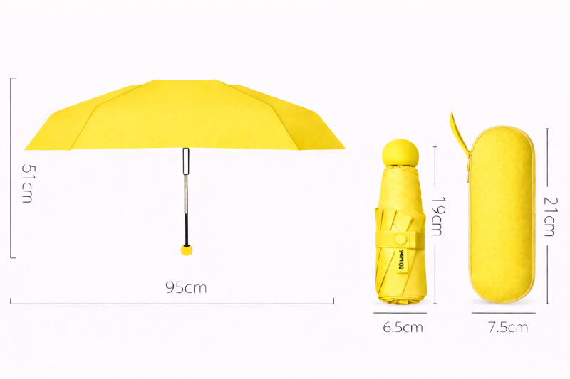 Parasol składany mały do torebki w kapsułce Persona Grata Parasolka Żółta Mini