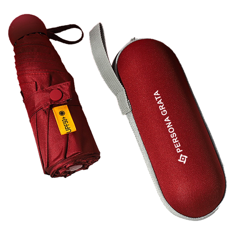 Parasol składany mały do torebki w kapsułce Persona Grata Parasolka Bordowa Mini