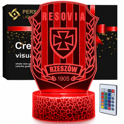 Lampka nocna 3D LED Resovia Rzeszów – motyw Resovii w efektownej lampce 3D