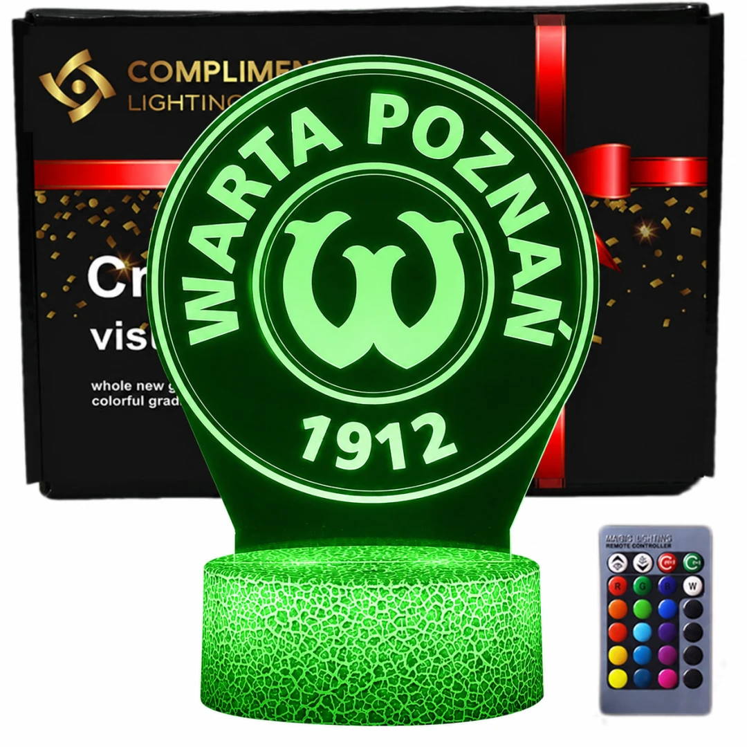 Lampka Nocna 3D lampa do wizualizacji 3D Liga polska piłka nożna Warta Poznań