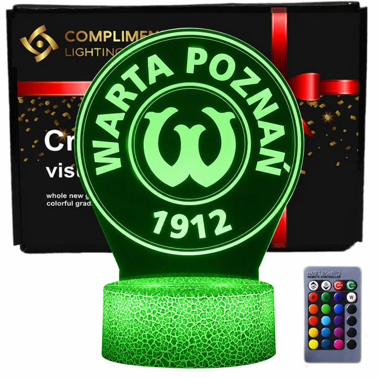 Lampka Nocna 3D lampa do wizualizacji 3D Liga polska piłka nożna Warta Poznań