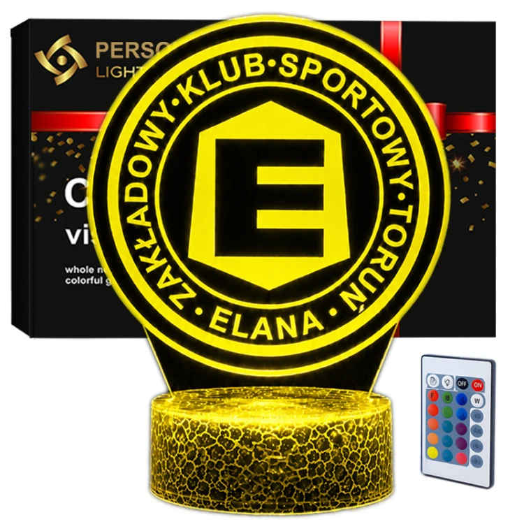 Lampka 3D LED Elana Toruń z motywem klubowym.