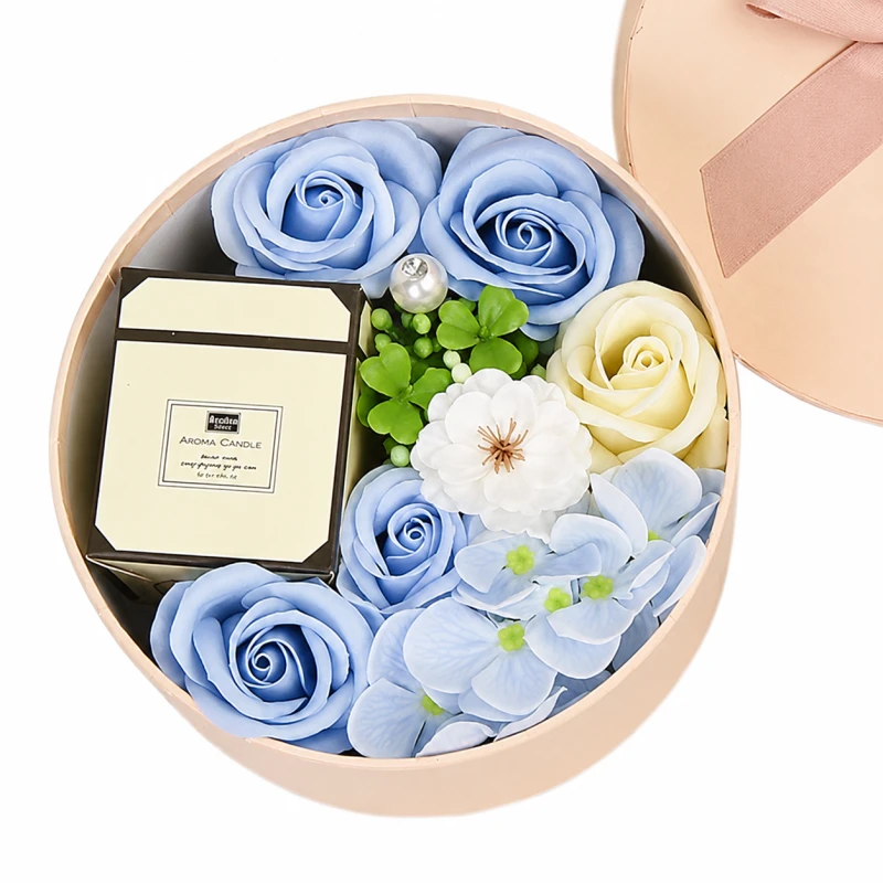Flower box Kwiaty Mydlane Bukiet Świeca Na imieniny Dla mamy kobiety babci (
