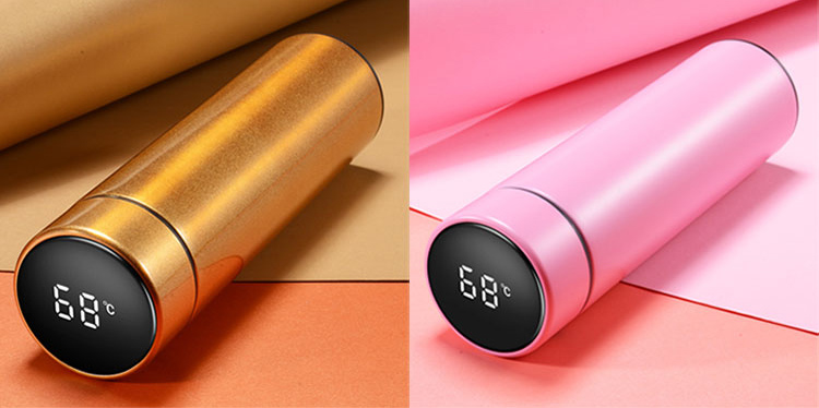 Złoty Smart Kubek Termiczny Bidon Led Temperatura Termos